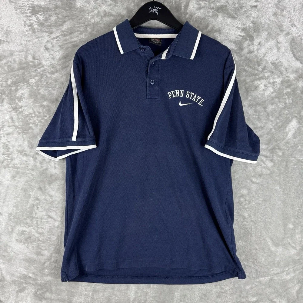 Vintage Nike Penn State Swoosh Polo Shirt Mens Medium Preppy College College